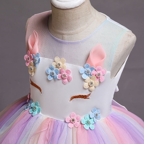 LIXURY Birthday Unicorn Dress to Celebrate Flower Girl 5068 - Picture 4 of 11